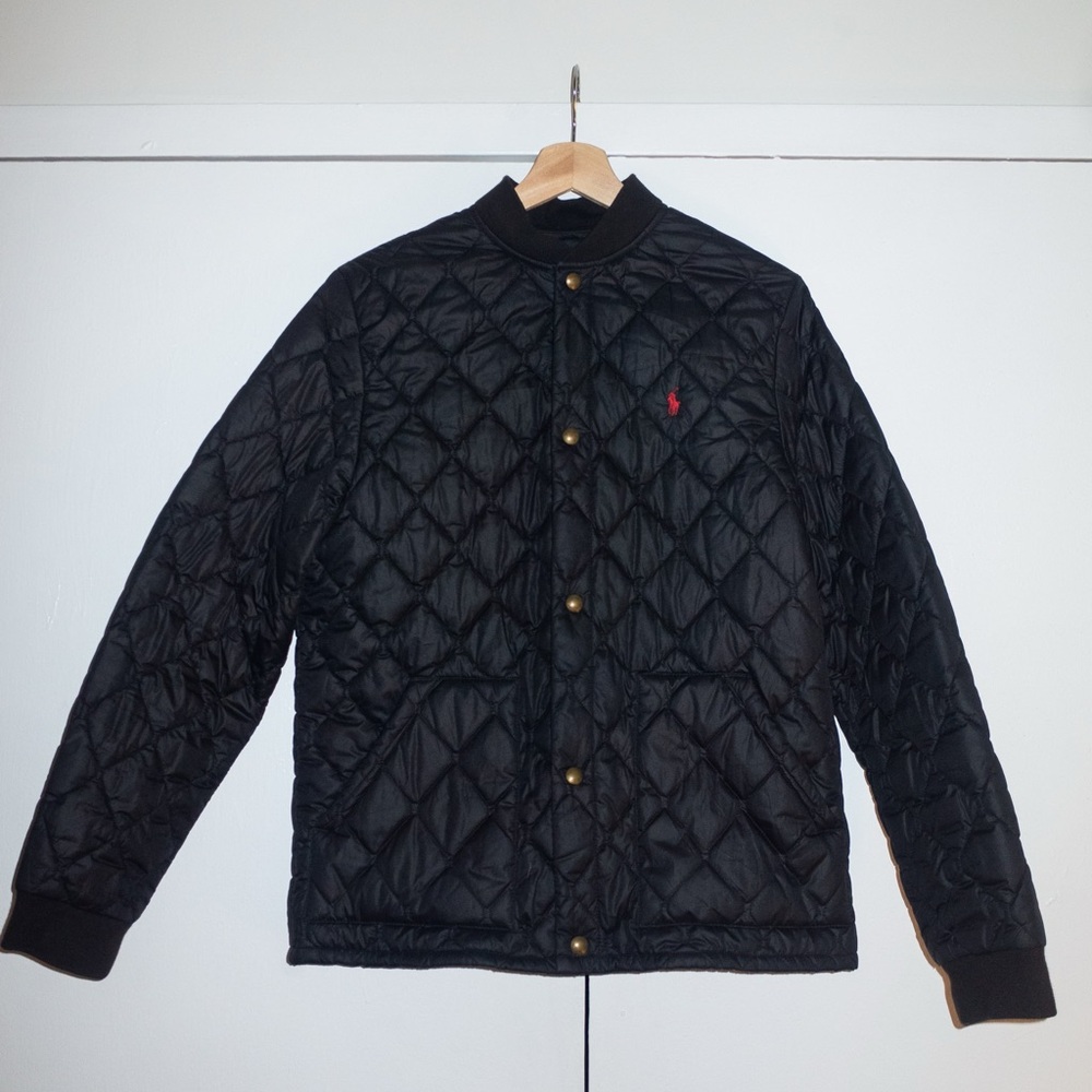 Polo by Ralph Lauren Black Bomber Jacket with Quilted Design